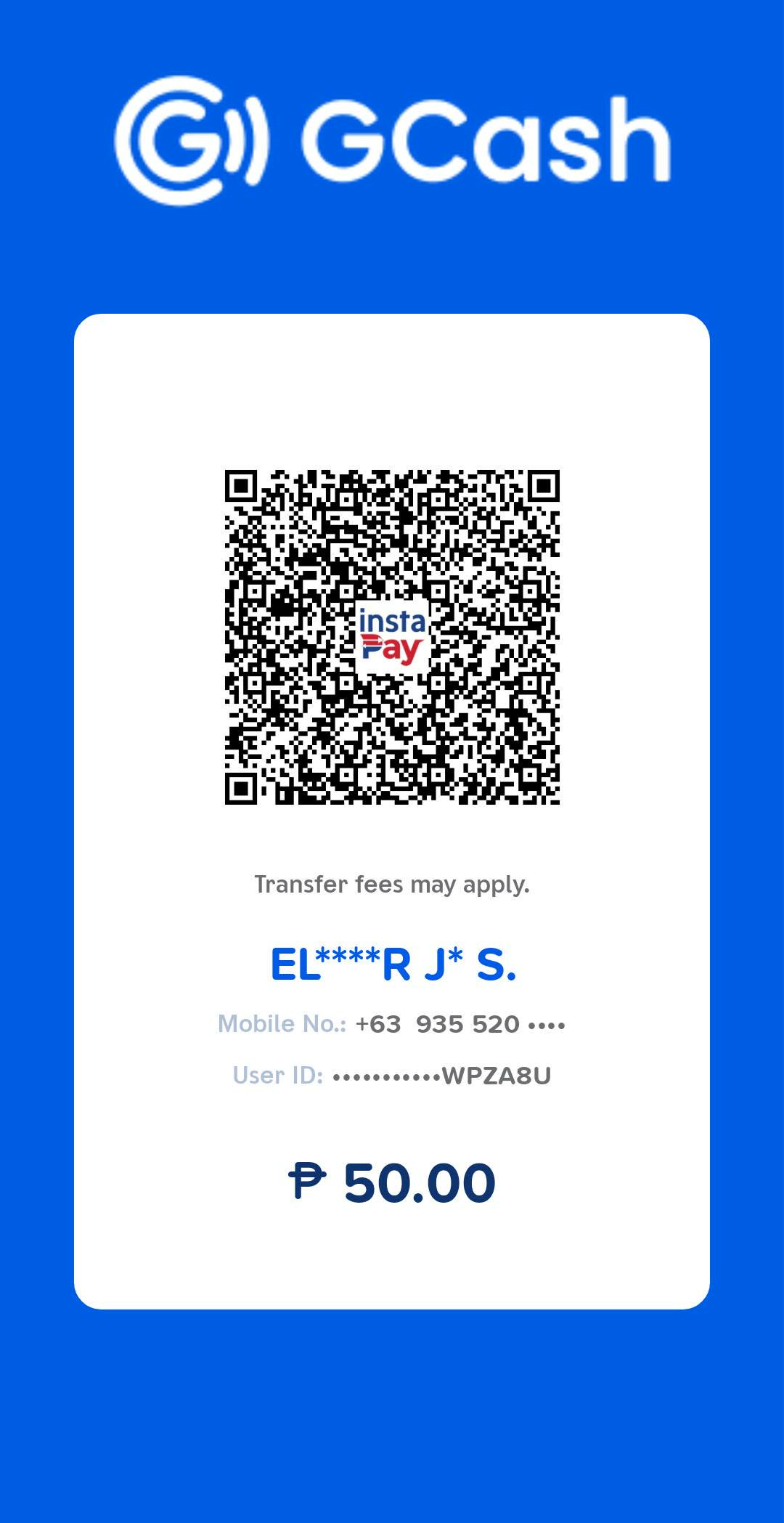 Gcash Php50 payment QR